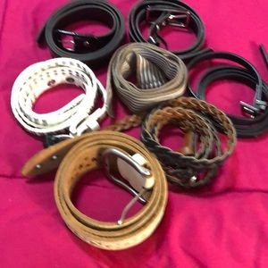 Seven various colors size 12 belts.